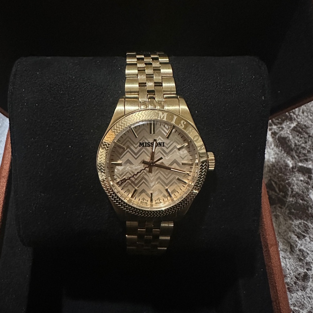 Missoni Gold Watch with Chevron Pattern